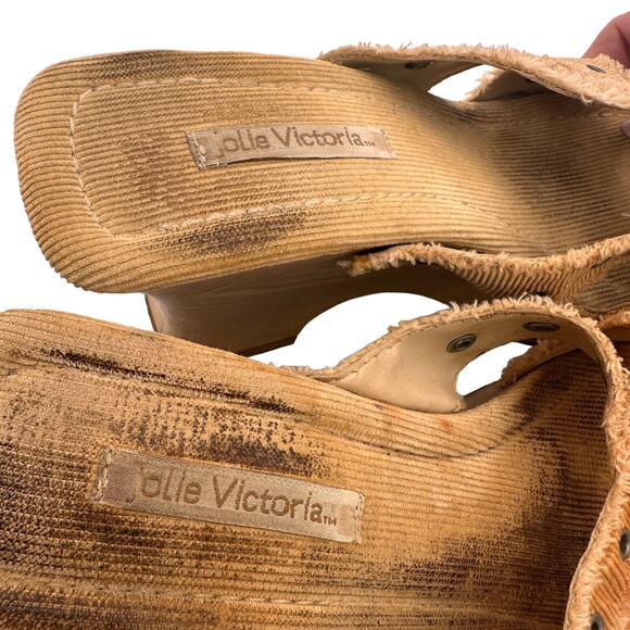 Jolie Victoria Corduroy Grommet Platform Wedge Slip On Sandals Size 7.5 - Picture 7 of 11